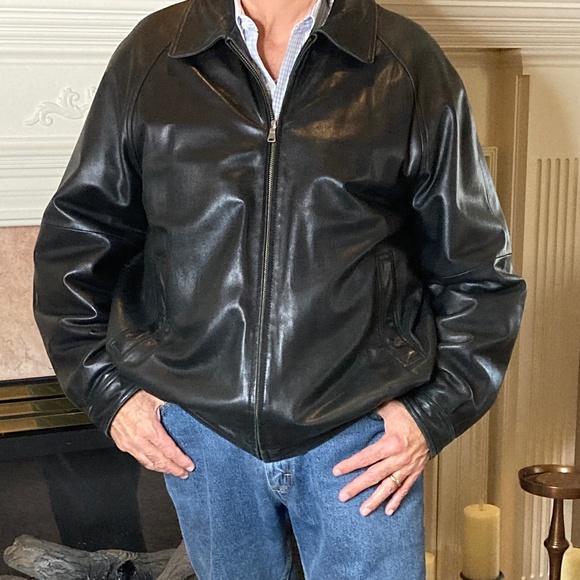 Vintage BILL BLASS Leather Bomber Jacket Black Size XXL - Picture 2 of 15